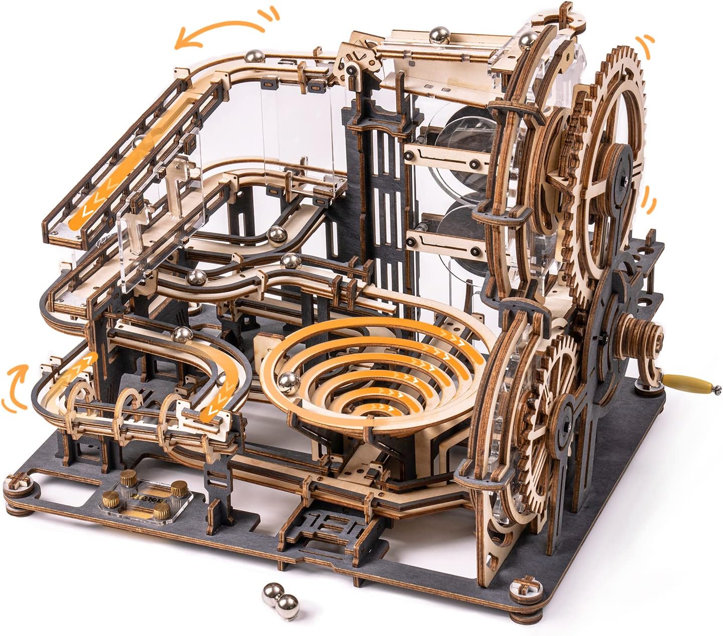 ROKR 3D Wooden Puzzles Wood Marble Run Chain Model Mechanical Building Kit for Adults to Build Unique Gift for Friends and Family (Night City)