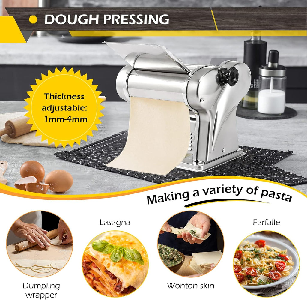 Electric Pasta Maker Noodle Machine with Adjustable Thickness, Stainless Steel, 135W O715362
