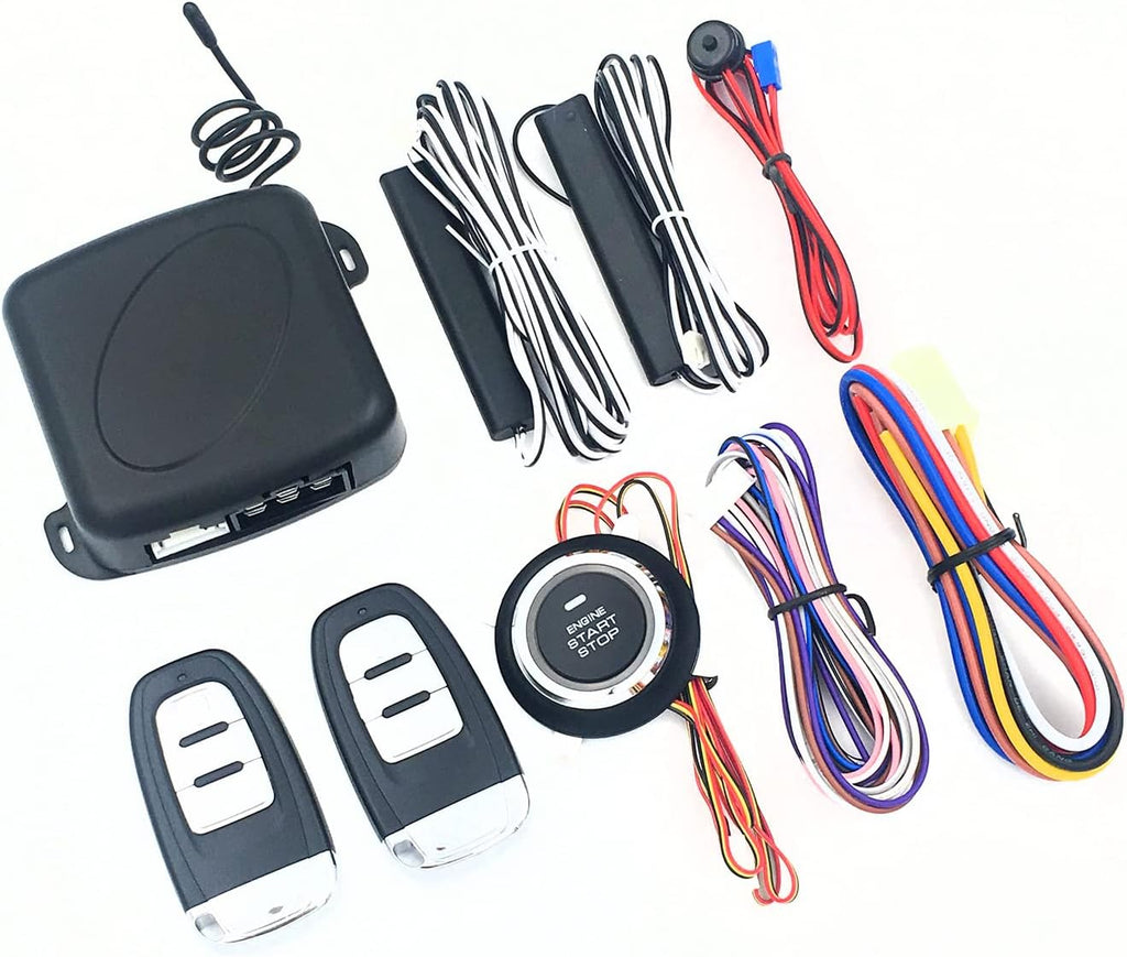 Car Keyless Entry Remote Starter PKE Push to Start Antitheft Alarm System 12V Car Keyless Go Push Button Engine Start/Stop Pack of 2
