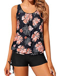 Yonique Blouson Tankini Swimsuits for Women 2 Piece Bathing Suits Tops with Boyshorts Modest Loose Fit Swimwear
