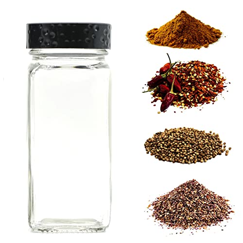 12 PCS Black Spice Jars, 4 oz Glass Seasoning Bottles with Airtight Shaker Lids C3284