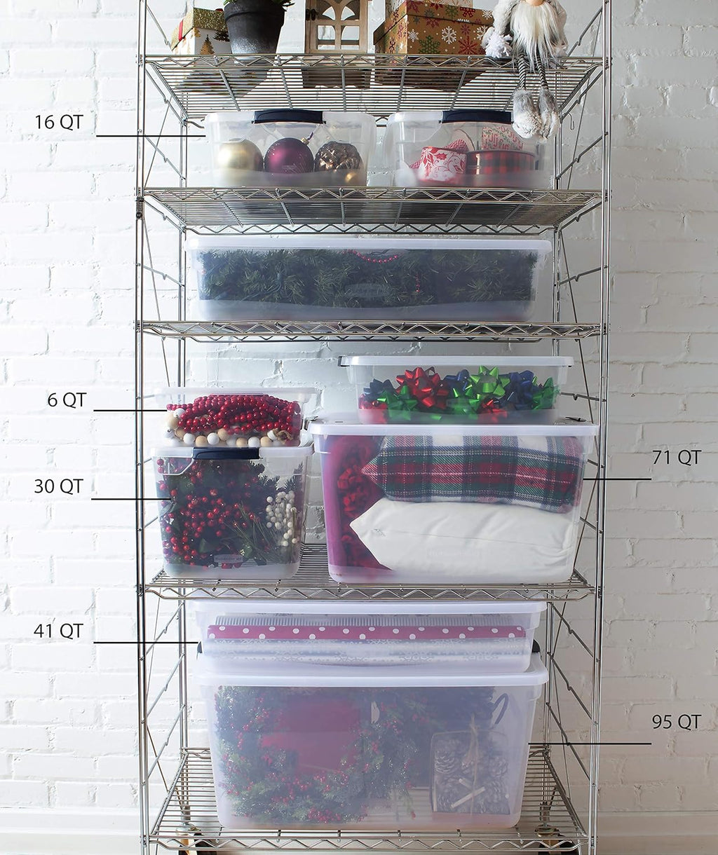 Clear 71 QT Stackable Storage Containers with Latching Lids, Pack of 4 U949639
