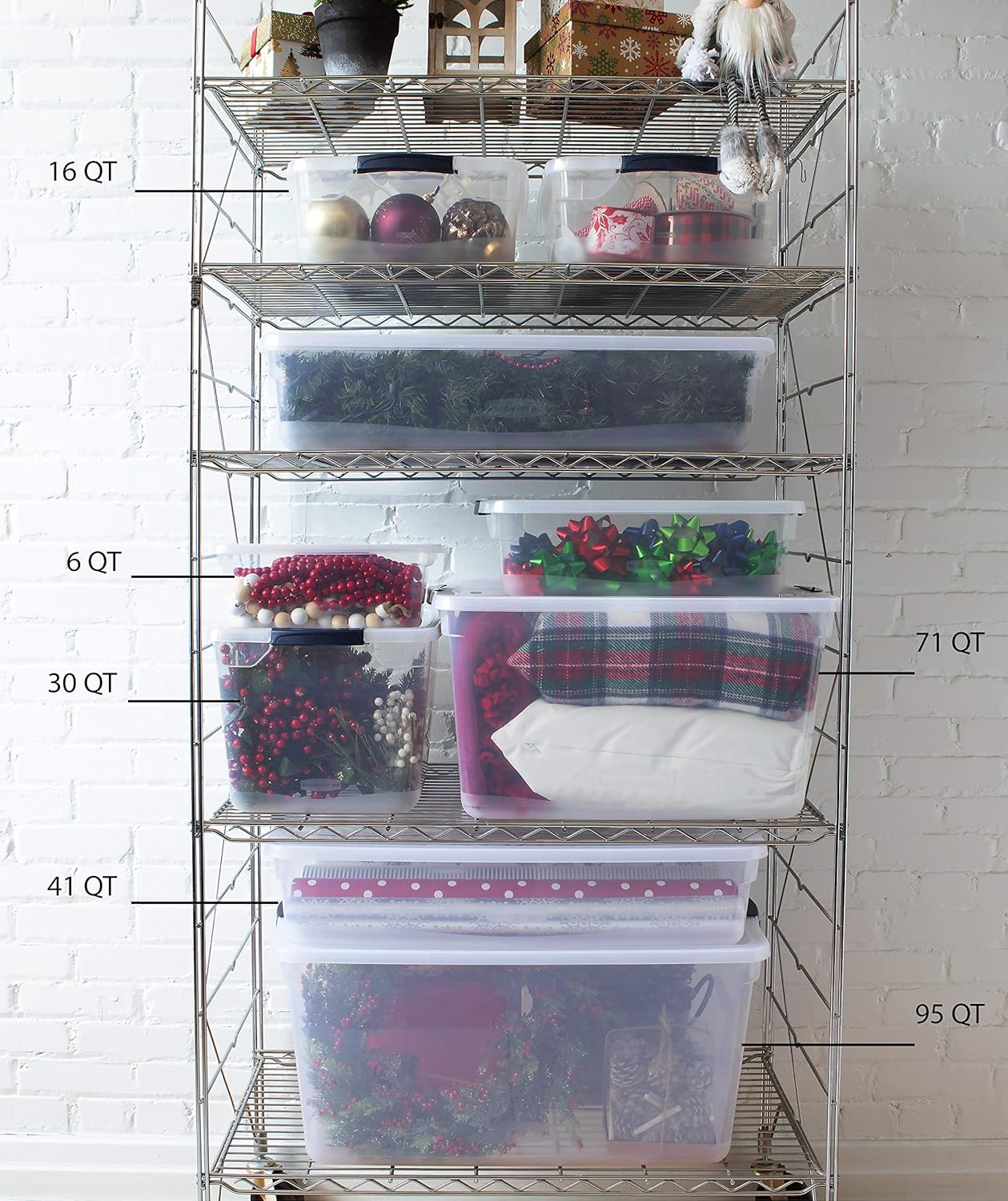 Clear 71 QT Stackable Storage Containers with Latching Lids, Pack of 4 U949639