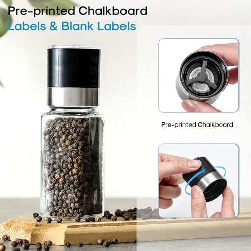 14 Pcs Glass Spice Jars with Labels, 4oz Square Bottles with Shaker Lids A771156