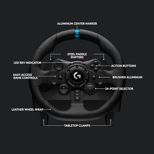 Racing Wheel and Pedals with Force Feedback, Gaming Steering Wheel for PS5, PS4, PC, Mac, Black W946