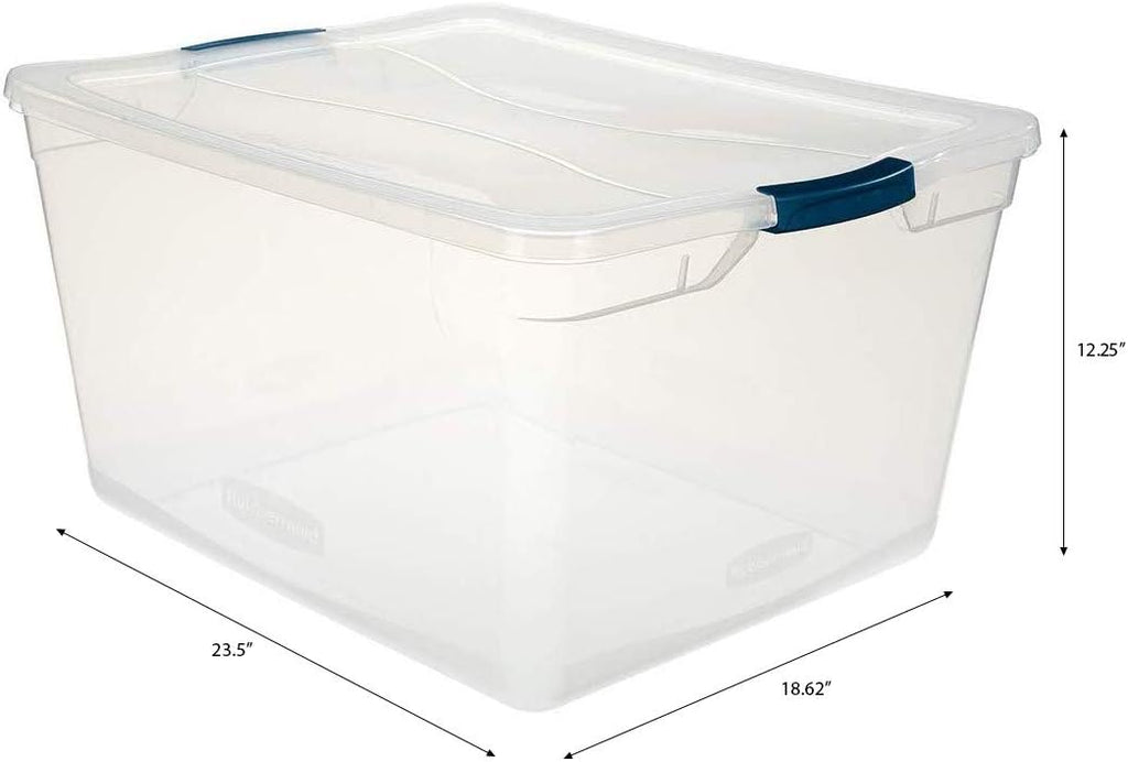 Clear 71 QT Stackable Storage Containers with Latching Lids, Pack of 4 U949639