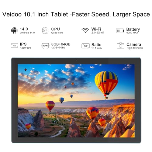 Tablet 10 inch with Keyboard Case, 12GB RAM, 1280x800 IPS HD Touch Screen E354