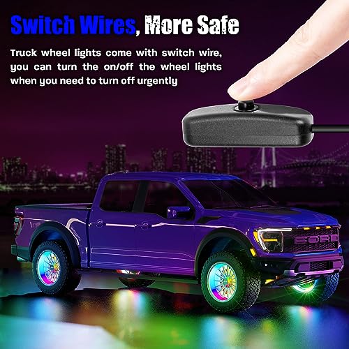 Wheel Lights for Truck - RGB Rim Light for Car/SUV - Wheel Well Ring Lights with Sequential and Multi-Color, Waterproof DC 12v C3041