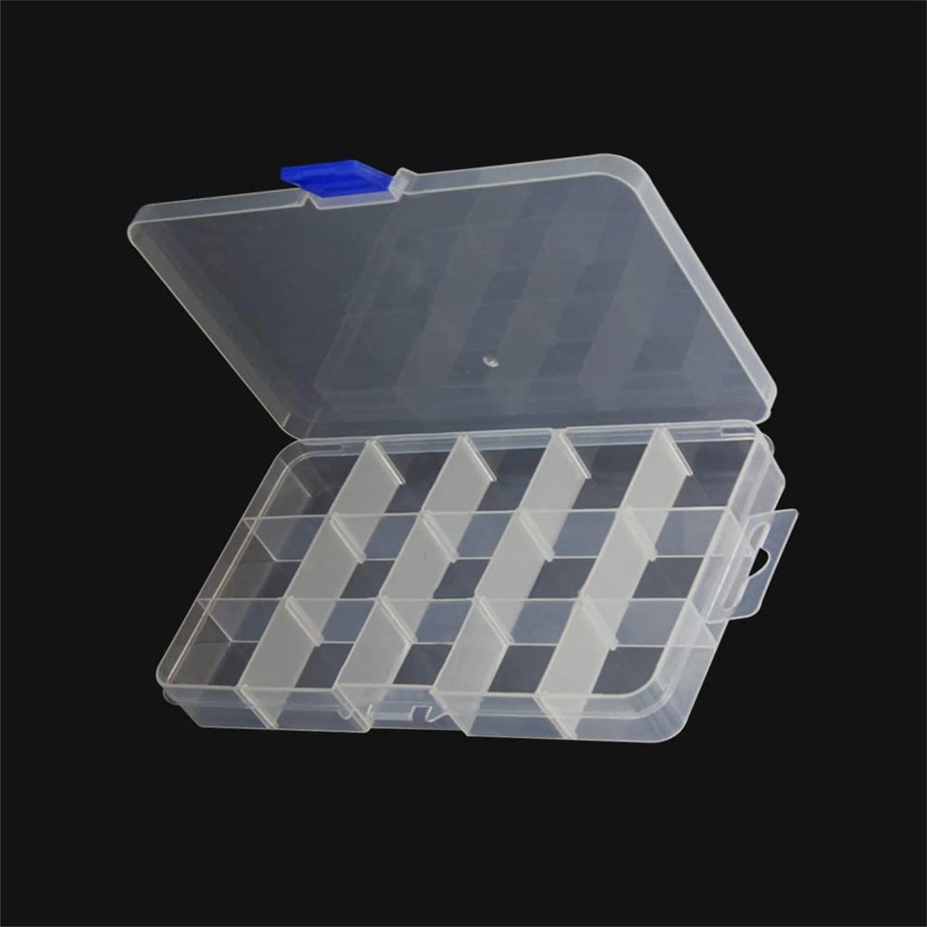 Plastic Component Storage Box with 15 Removable Grids, Transparent, 2-Pack I72457