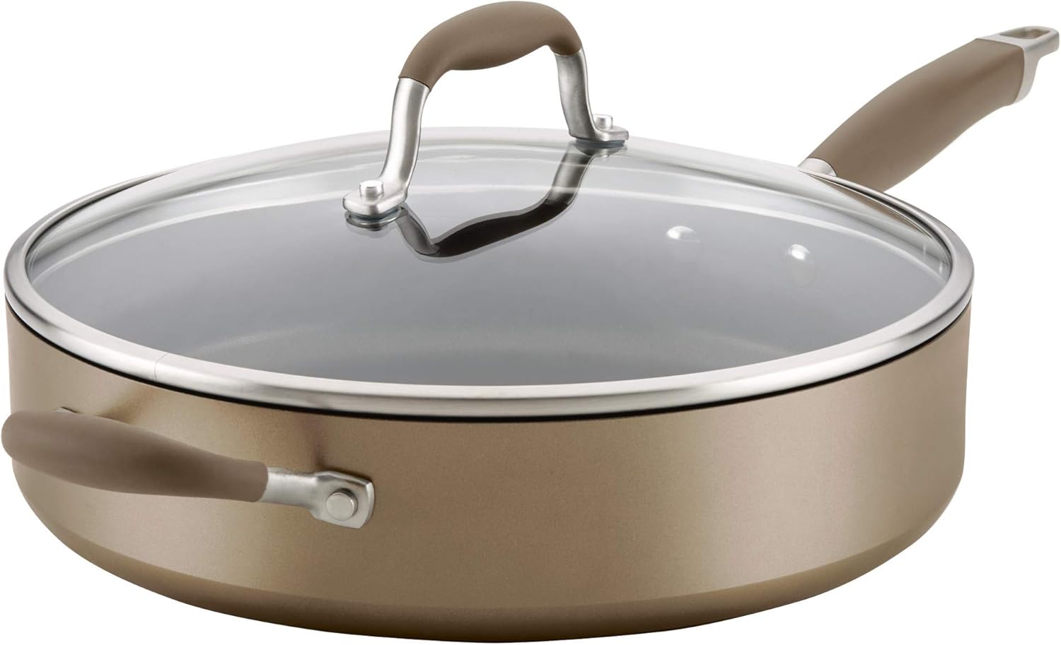 Anolon Advanced Home Hard-Anodized Nonstick Sauté Pan with Helper Handle, 5-Quart, Bronze