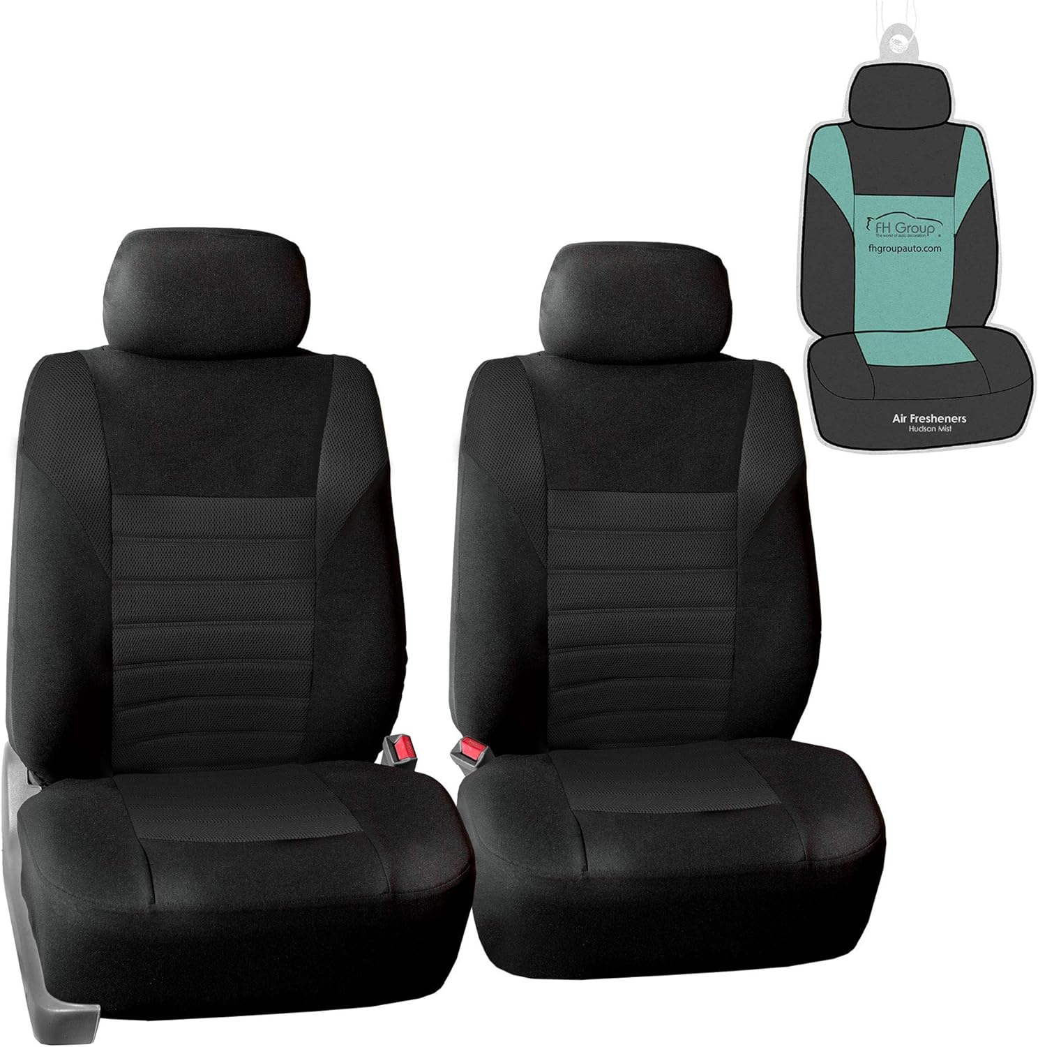 Car Seat Covers Pair Set, Airbag Compatible, Universal Fit for Cars Trucks and SUVs, Gray/Black O278981