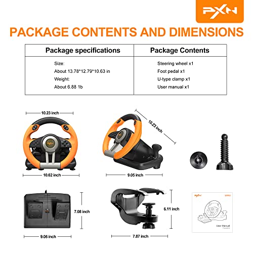Racing Wheel for PC, PS4, PS3, Xbox Series X|S, Xbox One with Pedal O672481