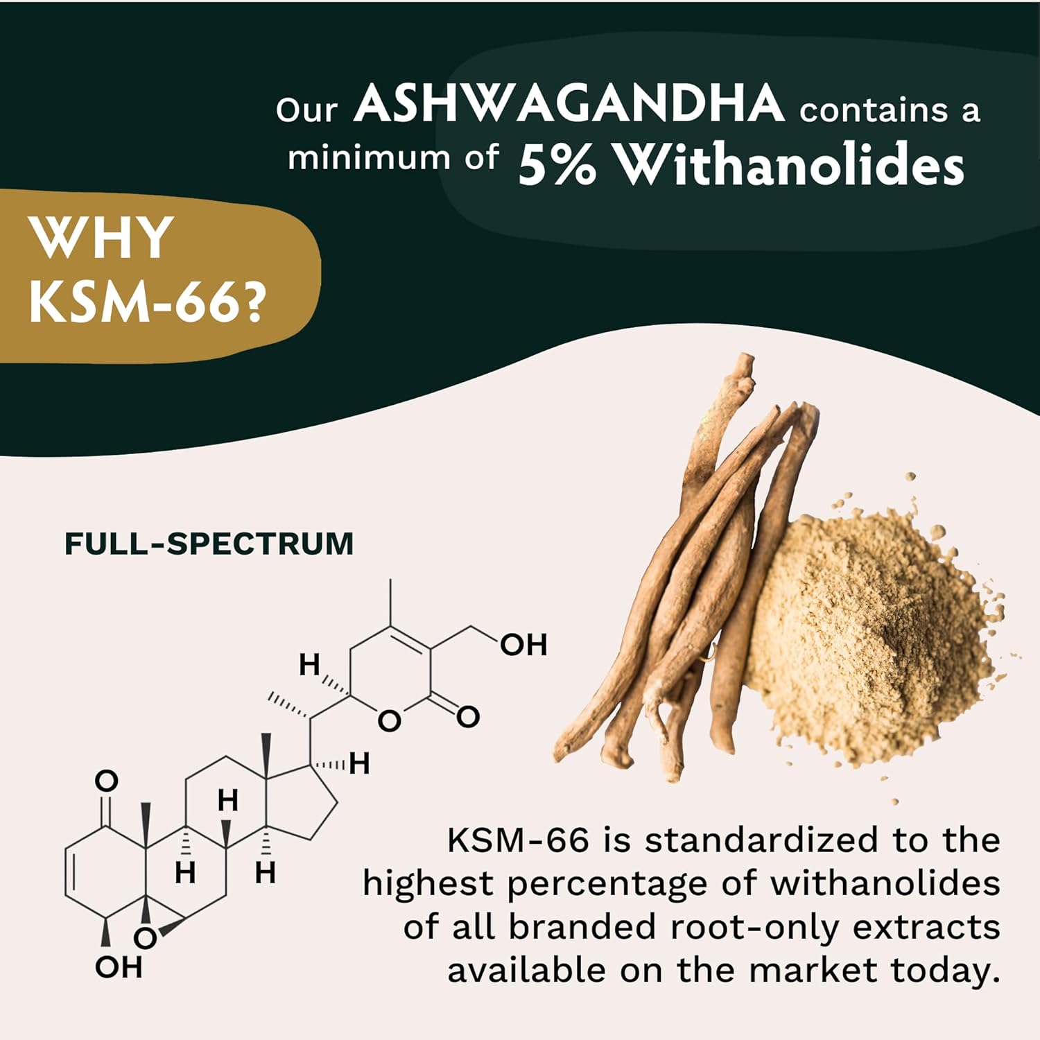 Ashwagandha Root Powder Supplement for Focus, Mood Support, Energy, 120 Capsules A9476