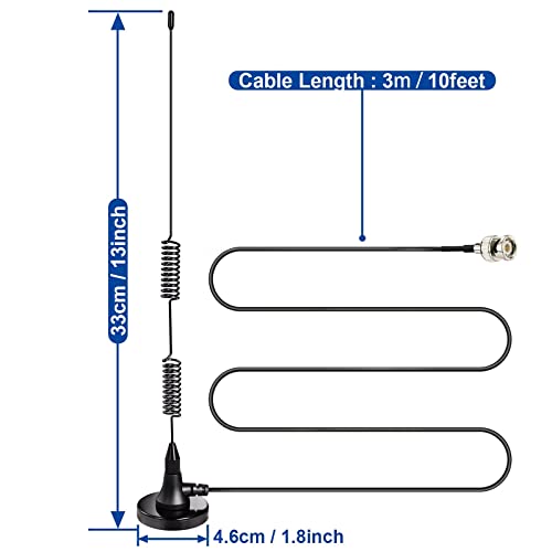 20-1300MHz Police Scanner Antenna Magnetic Base VHF UHF Ham BNC Male A6823