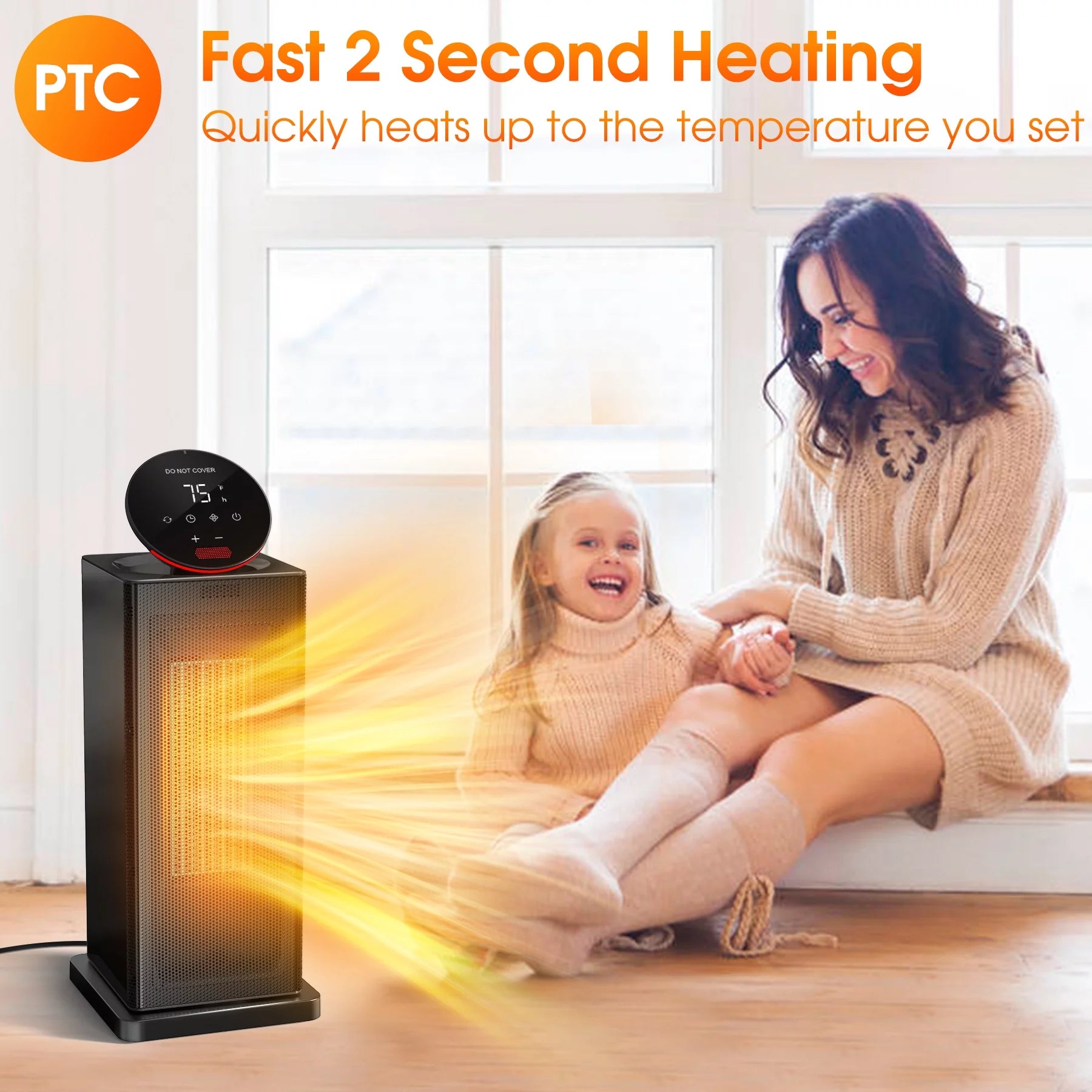 Space Heater Indoor, Oscillating Electric Tower Heater with Remote, ECO Modes, Timer F3535