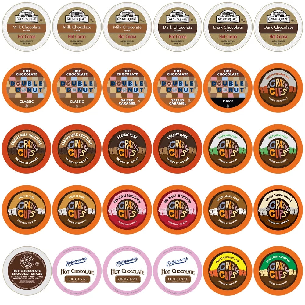 Hot Cocoa Single Serve Cups For Keurig K-Cup Brewer Variety Pack Sampler, 30 Ct