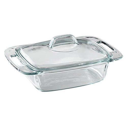 2-Qt Glass Casserole Dish with Lid, Tempered Glass Baking Dish with Large Handles O416053