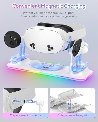 Magnetic Charging Station for VR Headset and Controllers with RGB Light Y7308