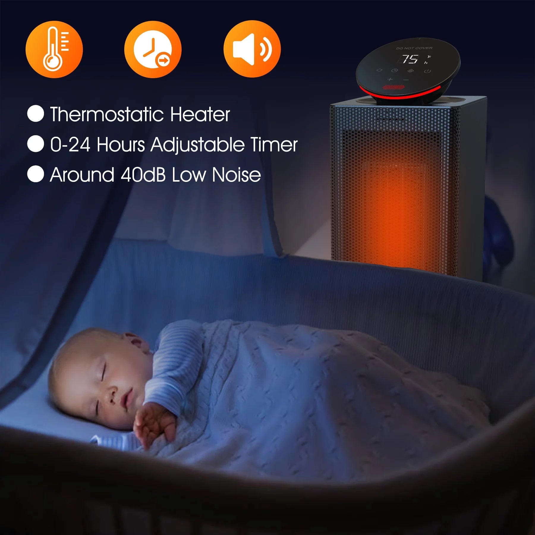 Space Heater Indoor, Oscillating Electric Tower Heater with Remote, ECO Modes, Timer F3535