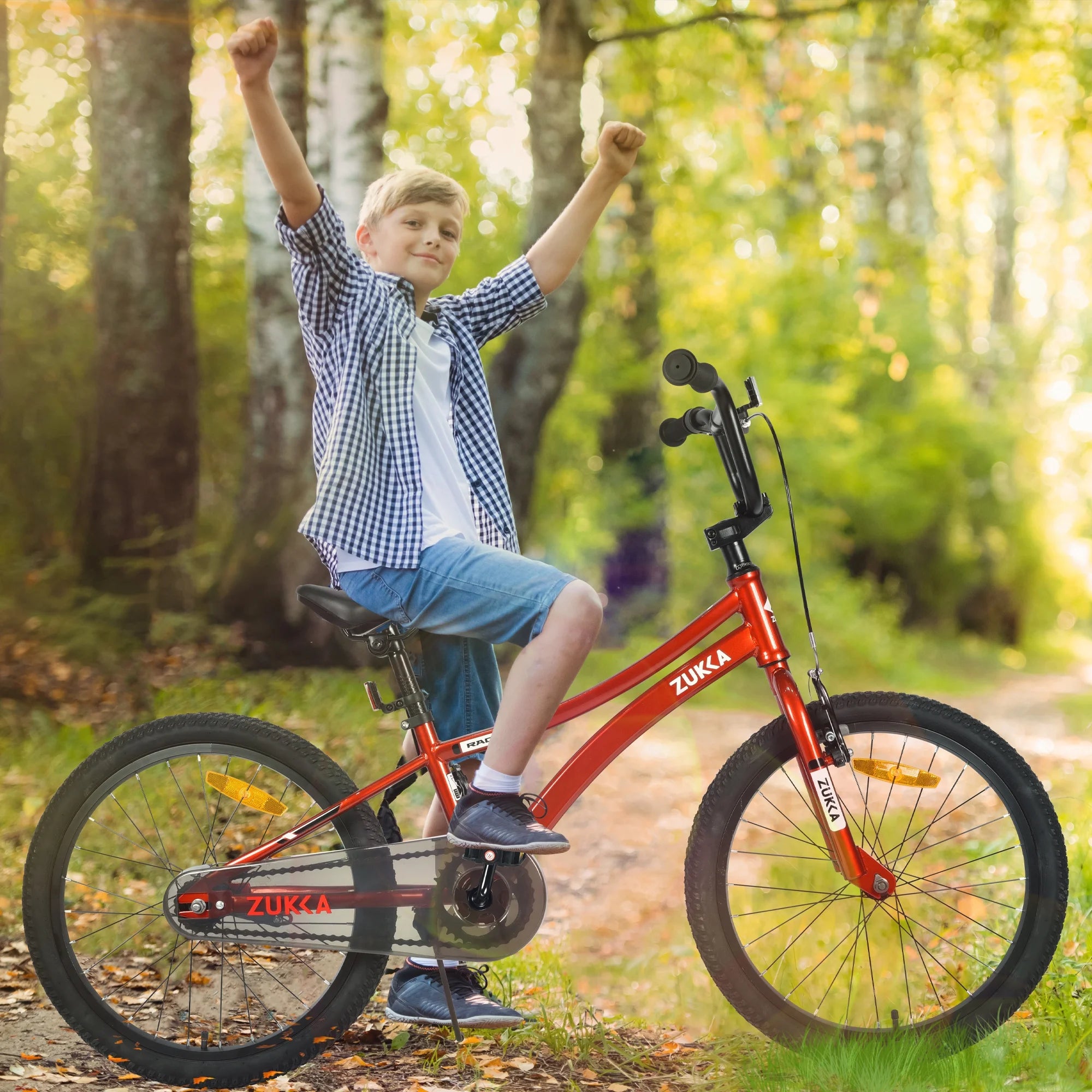 20 Inch Boys Bike for Kids Ages 7-10, Single Speed, Steel Frame, Red E439