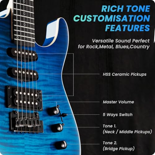 Solid Body Electric Guitar Kit with 24 Frets, HSS Pickup, Black R4019