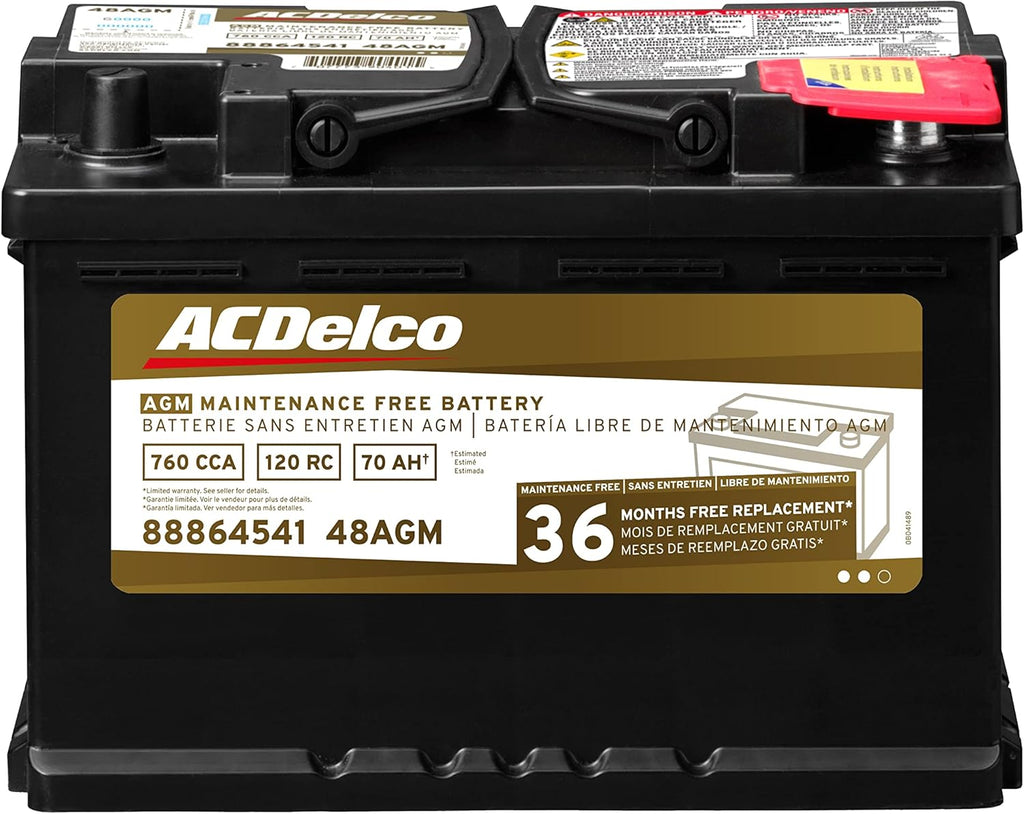 ACDelco Gold 48AGM 36 Month Warranty AGM BCI Group 48 Battery, Black
