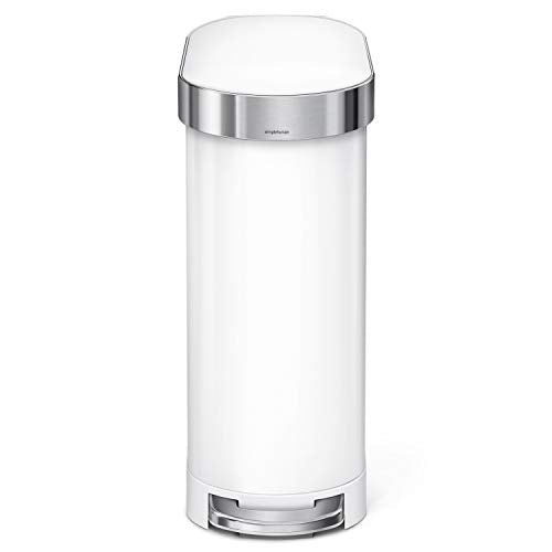 Slim Hands-Free Kitchen Step Trash Can, 45 Liter, White Stainless Steel Y2404