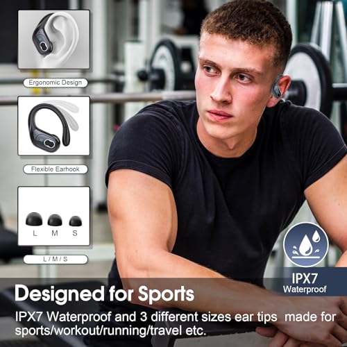 Wireless Earbuds Bluetooth 5.4 with Earhooks, IPX7 Waterproof P475856