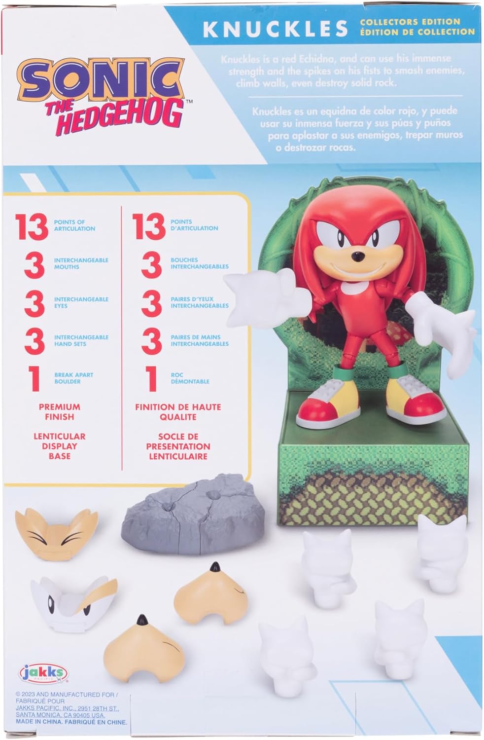 Knuckles Action Figure with Customizable Face Expressions and Holographic Display Base V879098