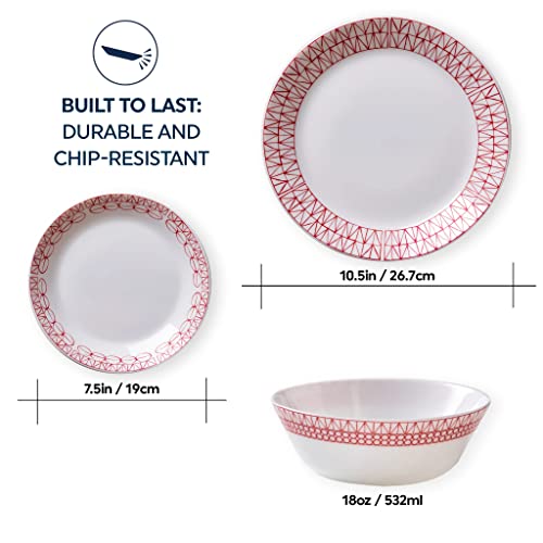 12-Pc Dinnerware Set, Service for 4, Microwave and Dishwasher Safe M1771
