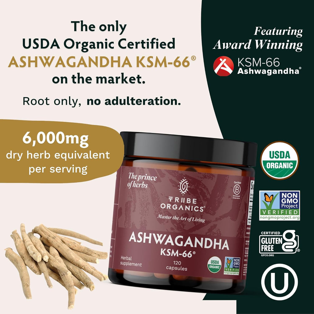 Ashwagandha Root Powder Supplement for Focus, Mood Support, Energy, 120 Capsules A9476