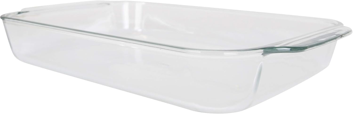 Oblong Clear Glass Casserole Baking Dish with Blue Lid H296298