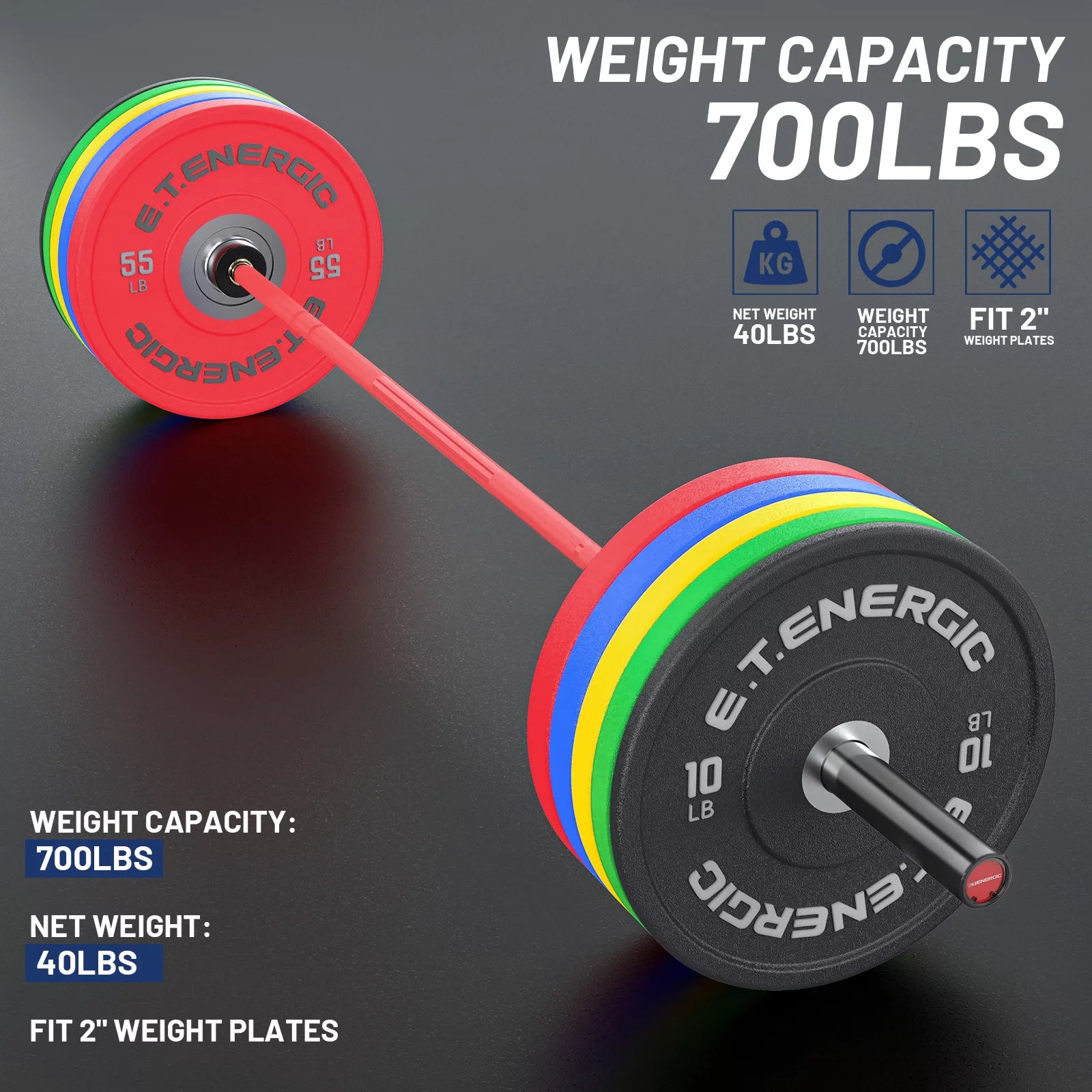 7ft Olympic Barbell for Weightlifting and Powerlifting O7712
