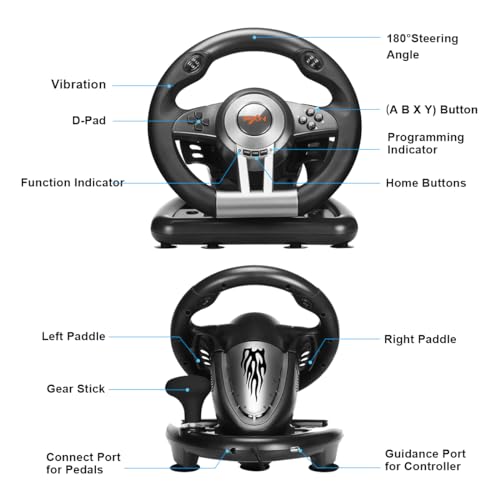 Xbox Steering Wheel 180° PC Gaming Racing Wheel with Linear Pedals and Paddles R493312