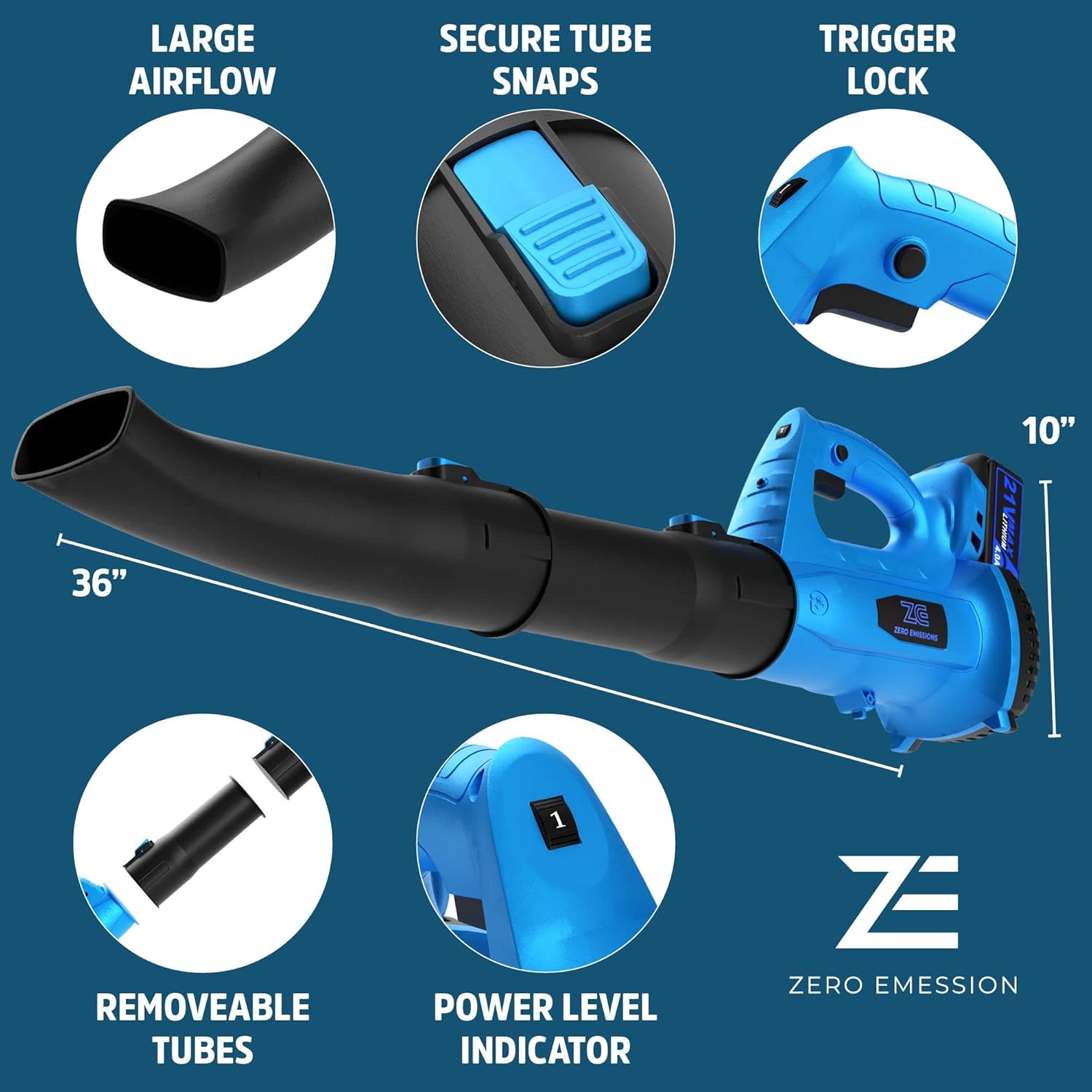Cordless Leaf Blower 320 CFM 150 MPH with Battery and Charger Q8210