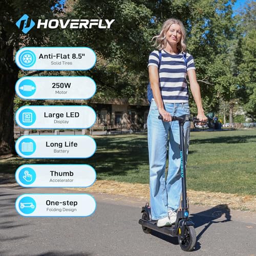 Electric Scooter for Adults, 8.5" Solid Tire, 10 Mile Range, 15.5Mph, 250W Motor, Foldable Commuting X52077