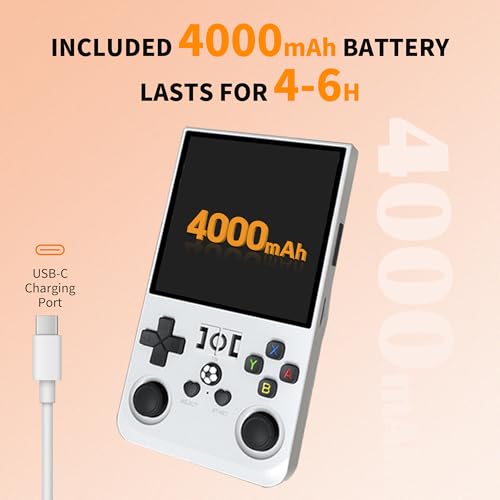 Retro Handheld Game Console 128G White 4K HD 4" IPS Screen G515
