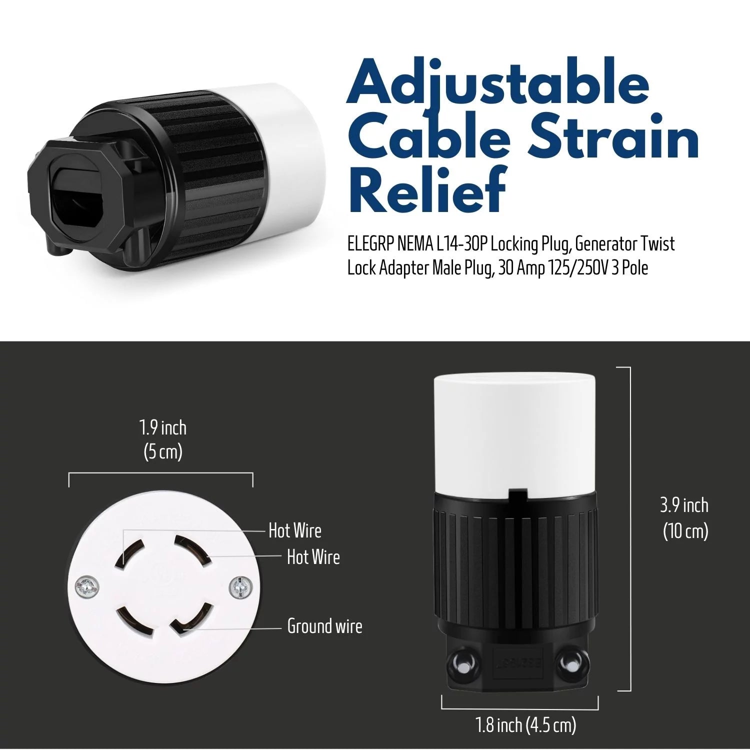 Locking Connector Female Socket, 30 Amp 125/250V, 3 Pole 4 Wire D1586