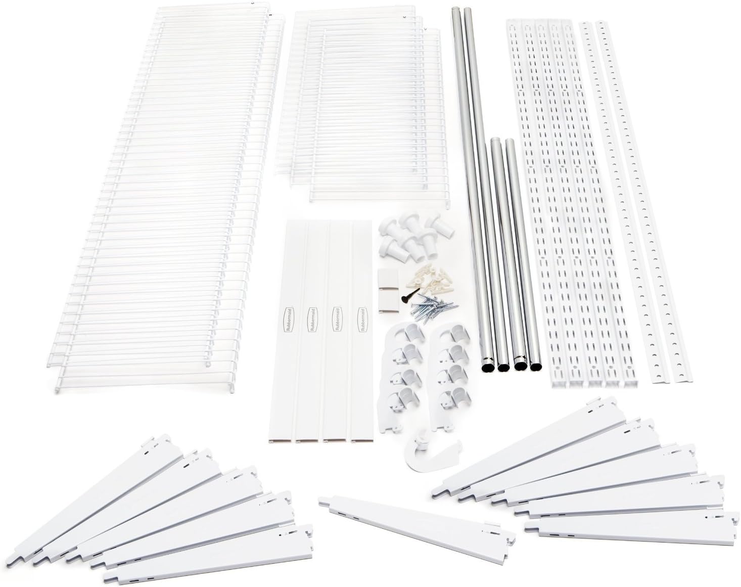 Wire Shelving Closet Kit with Expandable Shelving and Telescoping Rods P2600