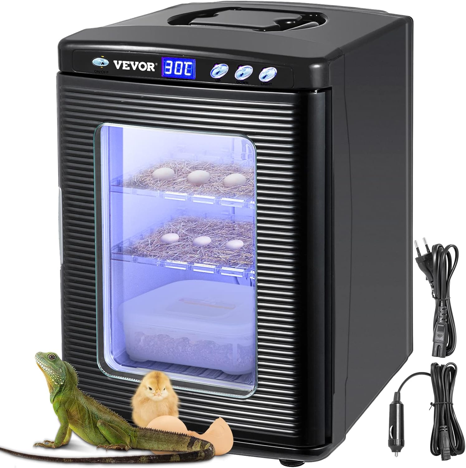 Happybuy Reptile Incubator Scientific Lab Incubator 25L Automatic Incubator Cooling and Heating 5°C to 60°C 12V/110V Reptile Egg Breeding Hatchery Work for Snakes Wall Lizard and Turtles