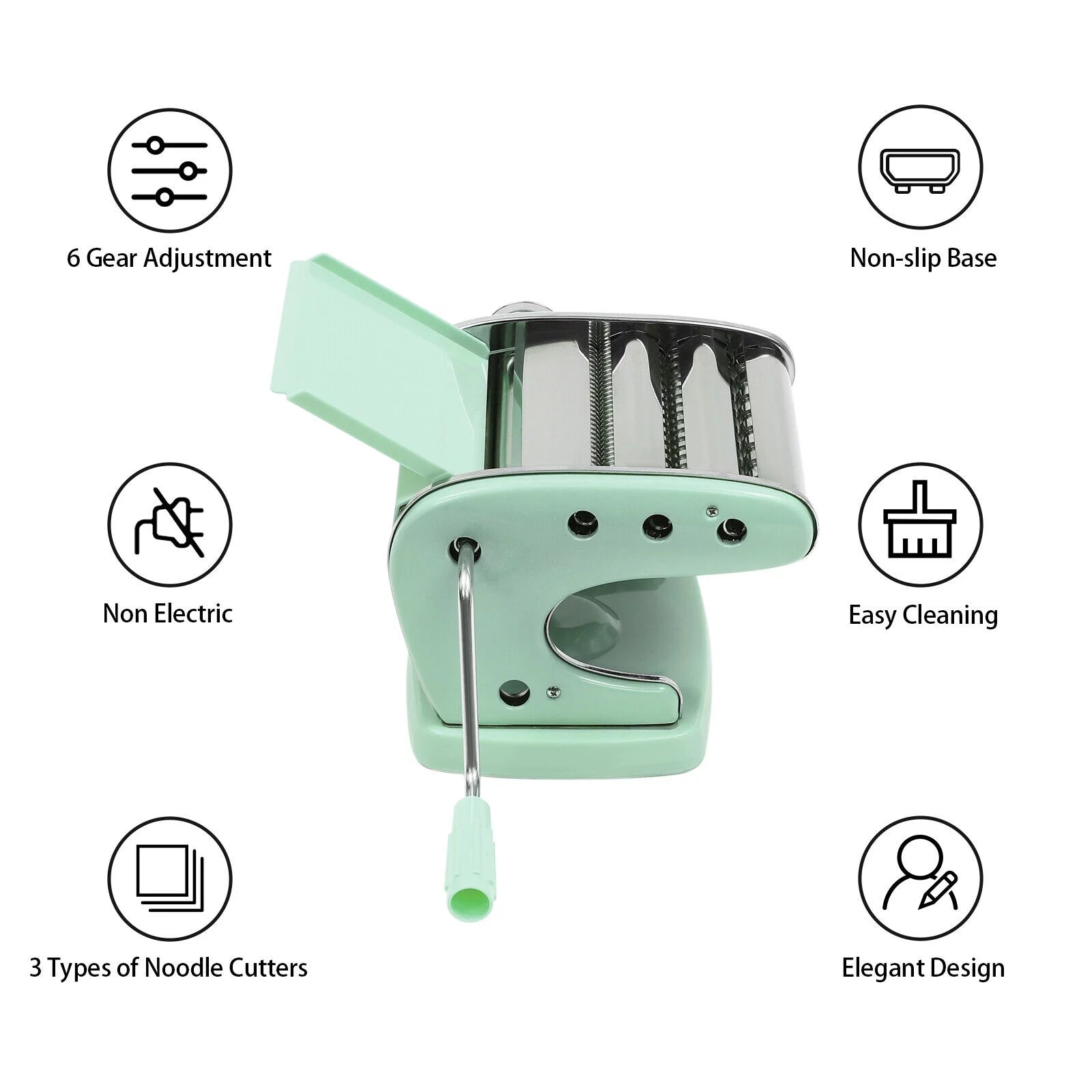 Pasta Maker & Roller Machine for Spaghetti and Fettuccine, Green R668