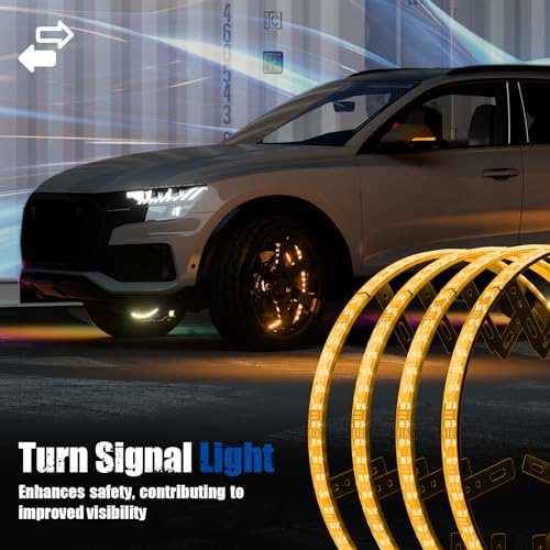 Wheel Lights for Truck - RGB Rim Light for Car/SUV - Wheel Well Ring Lights with Sequential and Multi-Color, Waterproof DC 12v C3041