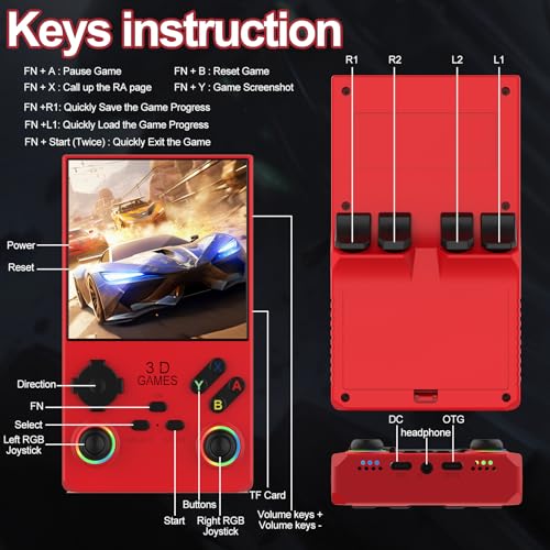 Handheld Game Console 4.0 Inch IPS Screen Retro Portable Arcade Y95927