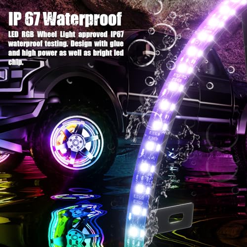 Wheel Lights for Truck - RGB Rim Light for Car/SUV - Wheel Well Ring Lights with Sequential and Multi-Color, Waterproof DC 12v C3041