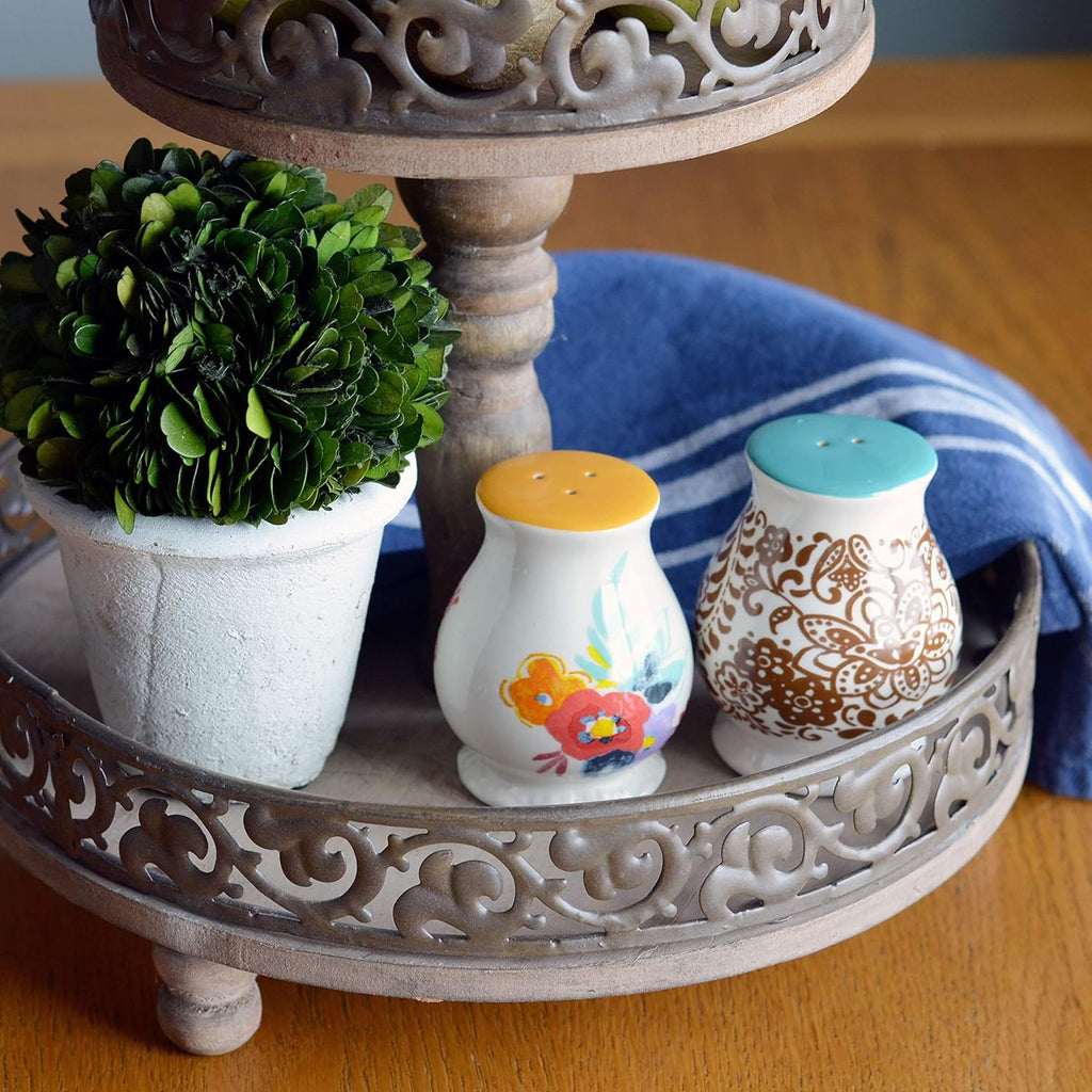 Cake Display Trays, Wood and Metal, Rustic Farmhouse Style U91108