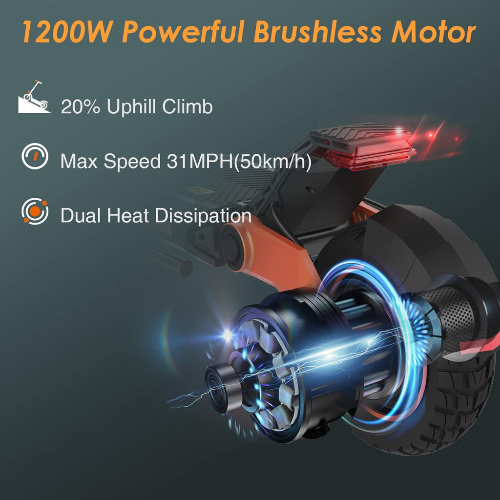Electric Scooter for Adults, 1200W Motor, 31 mph, 10.5" Off Road Tires, Foldable X33553