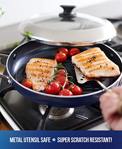 Diamond Infused Ceramic Nonstick 11" Grill Pan with Lid E127199
