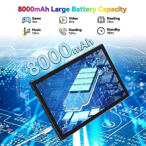 Android 13 Tablet, 10.1 inch, 128GB, 8000mAh Battery, Keyboard Included Z101267