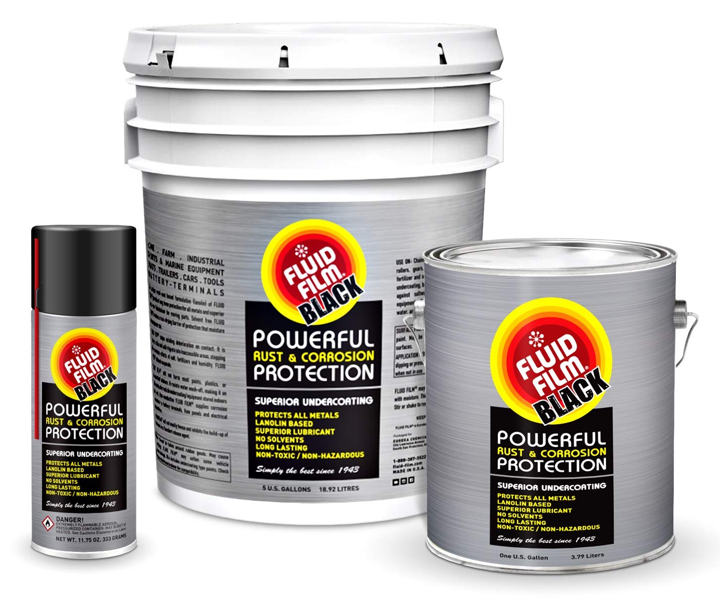 Fluid Film Black 12 Aerosol Cans with Extension Hose & Nozzle, Corrosion Prevention, Lubricant, Undercoating, 11.75 Oz D918