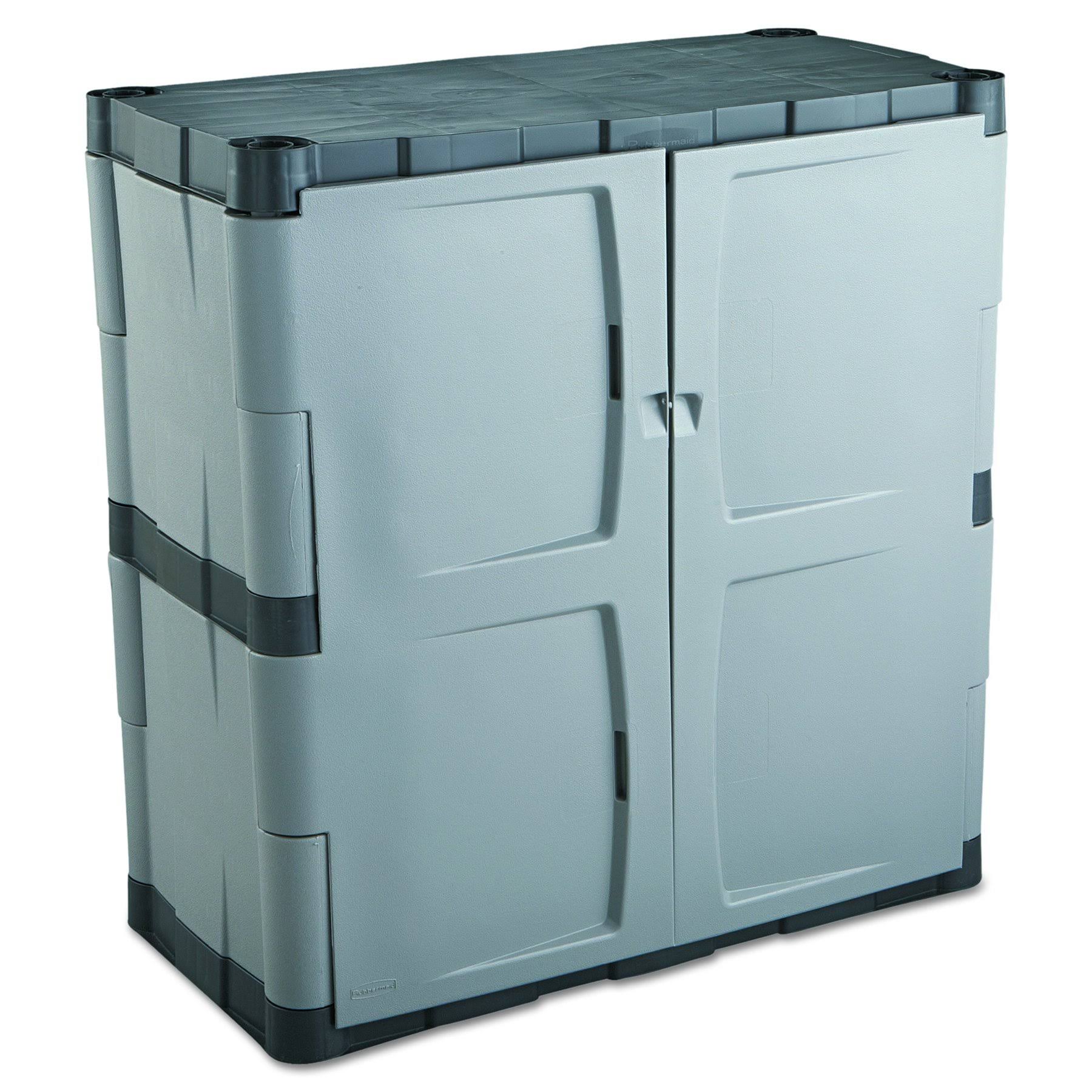Rubbermaid Double-Door Storage Base Cabinet - Gray/Black